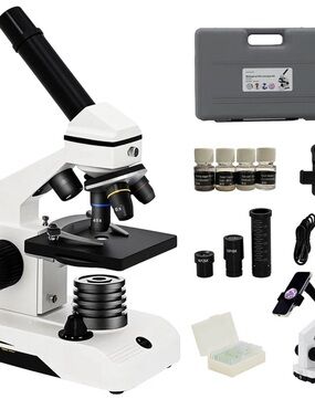 White Compound Student Microscope with Accessories brand new in box